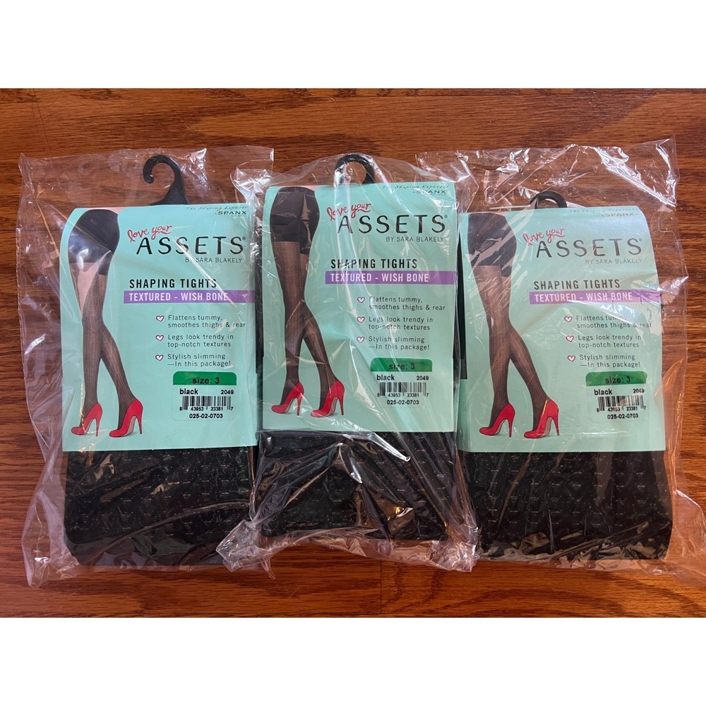 SPANX Assets by‎ Sara Blakely Shaping Tights Size 3 Black 2049  Lot of 3 NEW
